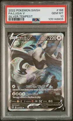 2022 POKEMON SWORD & SHIELD SILVER TEMPEST #186 FULL ART/LUGIA V PSA 10 - Image 1