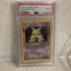 Pokemon TCG Alakazam-Holo Base Set 2 #001/130 Holo Rare 2000 PSA 8 - Image 1