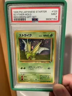 PSA 9 Pokemon 1998 Japanese Red/Green (Gift Set) Promo Scyther Holo #123 - Image 1