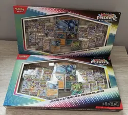 2 x Pokemon Prismatic Evolutions Lucario EX and Tyranitar EX Premium Collection - Image 1