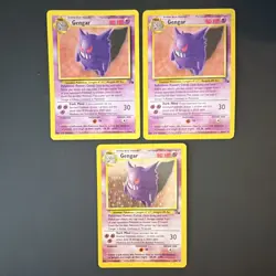 Pokemon TCG 3 Card Lot Base Set Gengar Holo Regular English - Image 1
