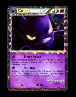2010 Pokemon CROBAT PRIME Unleashed Set HOLO Ultra Rare HGSS Series Card 84/95 - Image 5