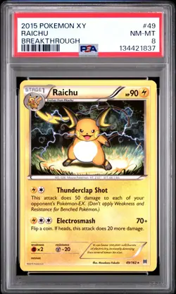 2015 Pokemon Xy Breakthrough #49 Raichu Breakthrough PSA 8 - Image 1