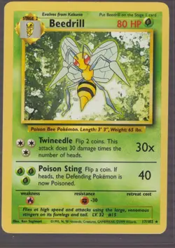 Beedrill - Base Set (BS) 017/102 / Rare 1999 Wizards Pokemon TCG - Image 1