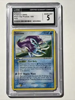 CGC 5 Holo full SWIRL Suicune Black Star Pokemon Ex Promo Card 030 2005 - Image 2