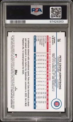 Pete Crow-Armstrong 2024 Topps Chrome Orange Wave Refractor RC /25 PSA 10 - Image 2