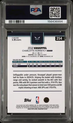 2025 Topps Chrome Kon Knueppel #254 PSA 9 - Image 2