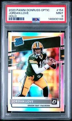 2020 Panini Donruss Optic #154 Jordan Love Rated Rookie RC Holo PSA 9 - Image 1