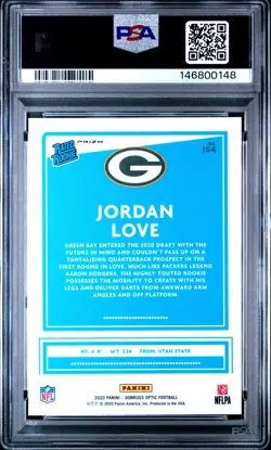 2020 Panini Donruss Optic #154 Jordan Love Rated Rookie RC Holo PSA 9 - Image 2