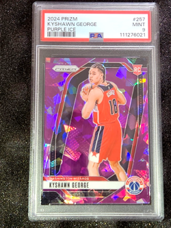 2024-25 Panini Prizm Kyshawn George RC Rookie Purple Ice /149 PSA 9 - Image 1