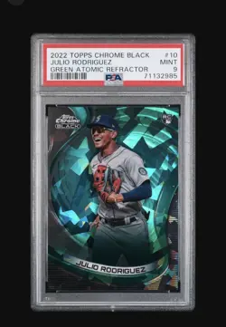 2022 Topps Chrome Black Julio Rodriguez #10 Green Atomic Refractor /99 RC PSA 9 - Image 1
