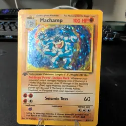 Pokemon Machamp Base Set 8/102 Holo 1st Edition HP - Image 1