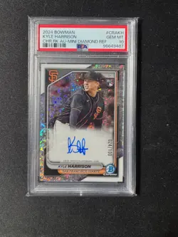 Kyle Harrison Auto /100 PSA 10 2024 Bowman Chrome Mini Diamond RC Brewers - Image 1