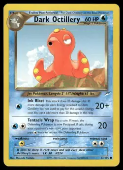 Pokemon Cards Dark Octillery 62/105 Unlimited Neo Destiny WOTC Common NM - Image 1