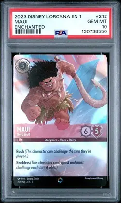 2023 Disney Lorcana Maui Hero To All Enchanted #212/204 PSA 10 Gem Mint - Image 1