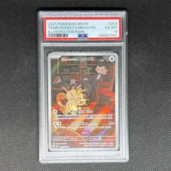 Team Rocket's Meowth Pokemon Card 203/182 Destined Rivals ISR PSA 6 - Image 1