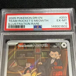 Team Rocket's Meowth Pokemon Card 203/182 Destined Rivals ISR PSA 6 - Image 3