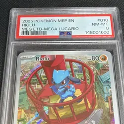 Riolu Pokemon Card 010 Me: Mega Evolution Promo 80 HP Holo PSA 8 English 2025 - Image 3