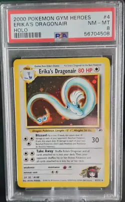 Erika's Dragonair Holo Rare Gym Heroes Card 4/132 PSA 8 - Image 1