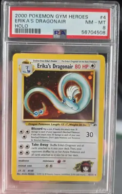 Erika's Dragonair Holo Rare Gym Heroes Card 4/132 PSA 8 - Image 3