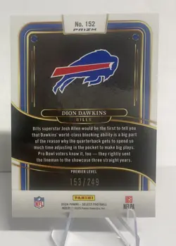 2024 Panini Select #152 Dion Dawkins Tri-Color Prizm #/249 Buffalo Bills - Image 2