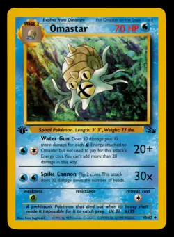 Pokemon Omastar 1st Edition Fossil #40/62 tcg LP - Image 1