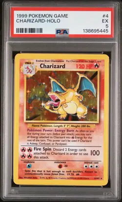 1999 POKEMON BASE SET UNLIMITED #4 CHARIZARD-HOLO PSA 5 - Image 1