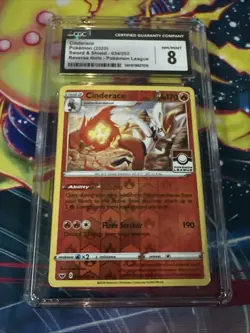 CGC 8 Cinderace 034/202 Reverse Holo Pokemon League Promo Pokemon TCG Near Mint - Image 1
