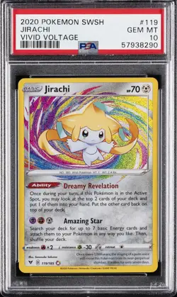 2020 POKEMON SWORD & SHIELD VIVID VOLTAGE #119 JIRACHI PSA 10 - Image 1
