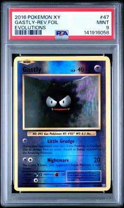 2016 POKEMON XY EVOLUTIONS #47 GASTLY-REVERSE FOIL PSA 9 - Image 1