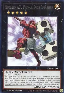 1x Number 67: Pair-a-Dice Smasher - 1st Edition NM Eng YuGiOh - Justice Hunters - Image 1