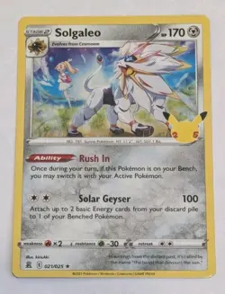 Solgaleo 21/025-Celebrations Holo Rare Pokemon TCG 25th Anniversary - Image 1