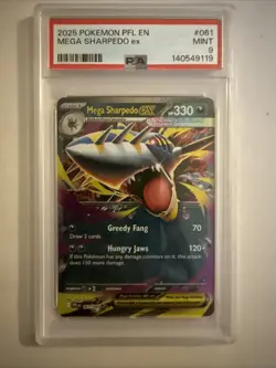 2025 Pokemon Phantasmal Flames Mega Sharpedo ex PSA 9 - Image 1