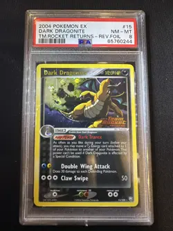 Pokemon Dark Dragonite EX Team Rocket Returns Reverse Holo Rare #15 PSA 8 - Image 1