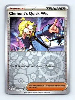 #167 2024 Surging Sparks | Clemont's Quick Wit REVERSE HOLO - Image 1