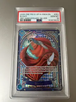 PSA 10 Buggy OP09-051 R Silver SP Alt Art The Azure Sea's Seven One Piece Card - Image 1