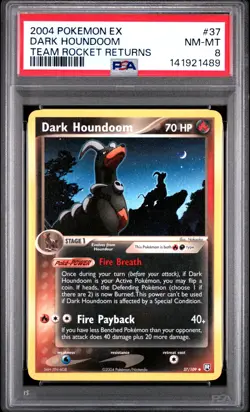 2004 POKEMON EX TEAM ROCKET RETURNS #37 DARK HOUNDOOM PSA 8 - Image 1
