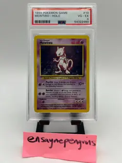 1999 Pokemon Base Set #10 Mewtwo Holo Card WOTC PSA 4 VERY GOOD - EXCELLENT - Image 1