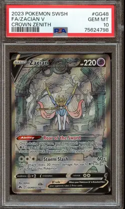 PSA 10 GEM MINT ZACIAN V ALT ART GG48/GG70 CROWN ZENITH 2023 POKEMON TCG - Image 1