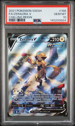 2021 POKEMON SWORD & SHIELD CHILLING REIGN #166 FULL ART/ZERAORA V PSA 10 - Image 1