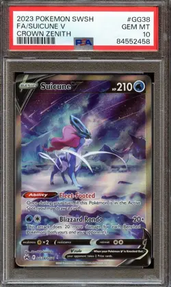 PSA 10 GEM MINT SUICUNE V ALT ART GG38/GG70 CROWN ZENITH 2023 POKEMON TCG - Image 1