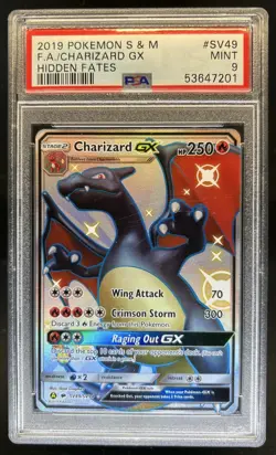 2019 Pokemon SM Hidden Fates Charizard GX #SV49/SV94 PSA 9 - Image 1