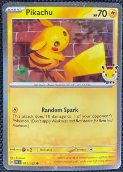 Pokemon Pikachu 30th Celebrations Stamped 051/162 Cosmo Holo NM - Image 1