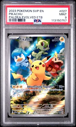 Pokemon TCG Pikachu 27 Paldea Evolved Black Star Promo Mint PSA 9 - Image 1
