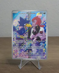 Team Rocket's Murkrow 200/182 Illustration Rare Destined Rivals Pokemon Holo NM - Image 1