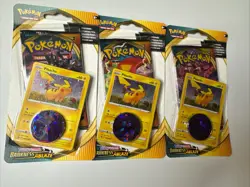 ( 3 Pack) Pokemon Darkness Ablaze Blister Pack Pikachu TCG With Mewtwo Coin - Image 1