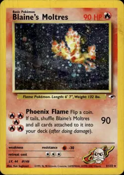 Pokemon Gym Heroes #001/132 Blaine's Moltres Holo Moderately played - Image 1