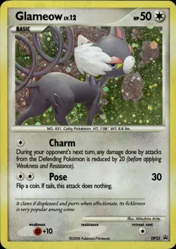 Pokemon Diamond and Pearl Promos #DP23 Glameow Promo,Holo Near Mint or Better - Image 1