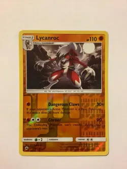 2017 Pokemon Sun & Moon Burning Shadows 75/147 Lycanroc Reverse Holo M/NM - Image 1