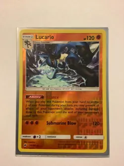 2017 Pokemon Sun & Moon Burning Shadows 71/147 Lucario Reverse Holo M/NM - Image 1